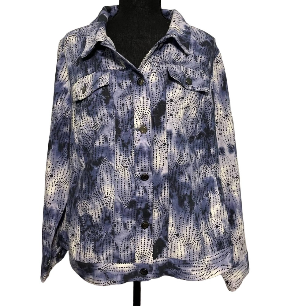 CJ Banks Tie-Dye Polka Dot Denim Jacket X | Women’s Lightweight Jean Jacket